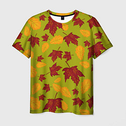 Футболка мужская Осенние листья клён и дуб, цвет: 3D-принт