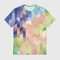 Футболка мужская Абстрактный бежево-синий узор, цвет: 3D-принт