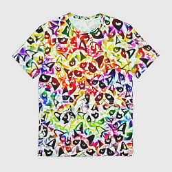 Футболка мужская Веселый узор из грустных котов, цвет: 3D-принт