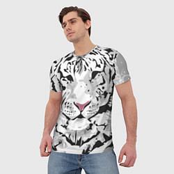 Футболка мужская Белый снежный тигр, цвет: 3D-принт — фото 2