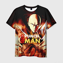 Футболка мужская Огненный Сайтама One Punch-Man цвета 3D-принт — фото 1