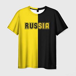 Футболка мужская Россия черно желтое RUSSIA - BORUSSIA, цвет: 3D-принт