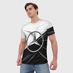 Футболка мужская MERCEDES-BENZ МЕРСЕДЕС-БЕНЗ BLACK AND WHITE, цвет: 3D-принт — фото 2
