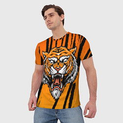 Футболка мужская Разгневанный тигр голова, цвет: 3D-принт — фото 2