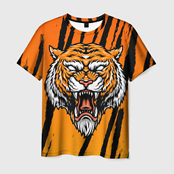 Футболка мужская Разгневанный тигр голова, цвет: 3D-принт
