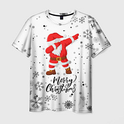 Футболка мужская Santa Dabbing идет снег, цвет: 3D-принт