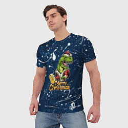 Футболка мужская Merry Christmas Пивозавр, цвет: 3D-принт — фото 2