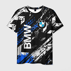 Футболка мужская BMW следы от шин, цвет: 3D-принт