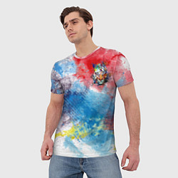 Футболка мужская Красочный лев на цветном облаке, цвет: 3D-принт — фото 2