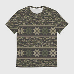 Футболка мужская Вязанный камуфляж с цветами, цвет: 3D-принт