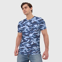 Футболка мужская Синий Камуфляж Camouflage, цвет: 3D-принт — фото 2