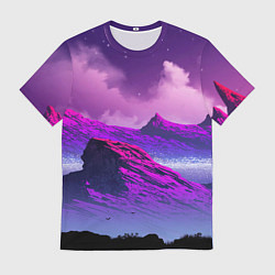 Футболка мужская Горы Закат Аниме, цвет: 3D-принт