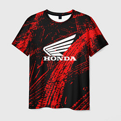 Футболка мужская Honda следы от шин, цвет: 3D-принт