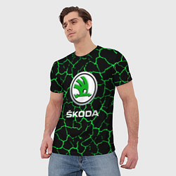 Футболка мужская Skoda трещины, цвет: 3D-принт — фото 2