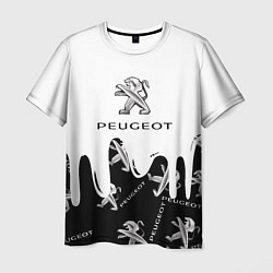 Футболка мужская Peugeot подтёки паттерн, цвет: 3D-принт