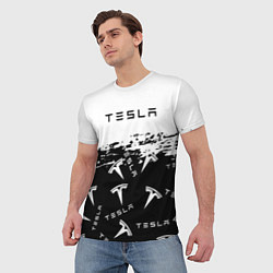 Футболка мужская Tesla - Black & White, цвет: 3D-принт — фото 2