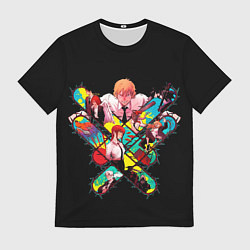 Футболка мужская Человек бензопила , компиляция персонажей Макима Д, цвет: 3D-принт