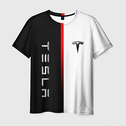 Футболка мужская ТЕСЛА -TESLA КРАСНАЯ ЛИНИЯ МИНИМАЛИЗМ, цвет: 3D-принт