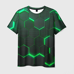 Футболка мужская Неоновые соты - Green, цвет: 3D-принт