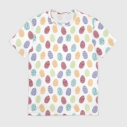 Футболка мужская Пасхальные яйца Паттерн на белом фоне, цвет: 3D-принт
