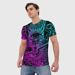Футболка мужская НЕОНОВЫЕ ДРАКОНЫ NEON DRAGON БРЫЗГИ КРАСОК, цвет: 3D-принт — фото 2
