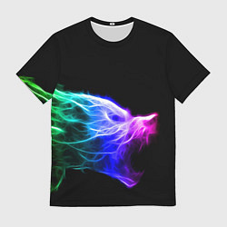 Футболка мужская Wolf Grin Волк Оскал Неон Neon, цвет: 3D-принт