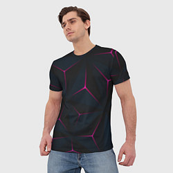 Футболка мужская Неоновые углы На черном Фоне, цвет: 3D-принт — фото 2