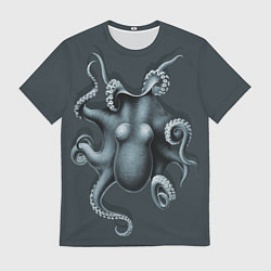 Футболка мужская Серый осьминог, цвет: 3D-принт