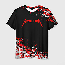 Футболка мужская Metallica текстура белая красная, цвет: 3D-принт