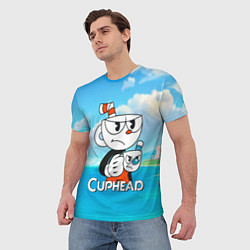 Футболка мужская Cuphead сердитая чашечка, цвет: 3D-принт — фото 2