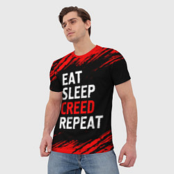 Футболка мужская Eat Sleep Creed Repeat - Краски, цвет: 3D-принт — фото 2