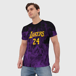 Футболка мужская Lakers 24 фиолетовое пламя, цвет: 3D-принт — фото 2