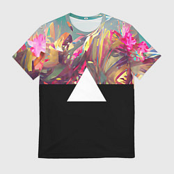 Футболка мужская Цветы и треугольник, цвет: 3D-принт