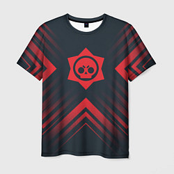 Футболка мужская Красный Символ Brawl Stars на темном фоне со стрел, цвет: 3D-принт