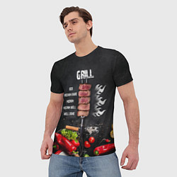 Футболка мужская Гриль - степени прожарки мяса, цвет: 3D-принт — фото 2