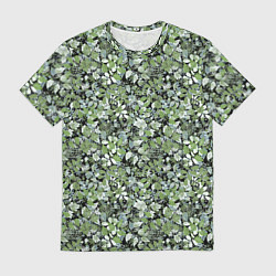 Футболка мужская Летний лесной камуфляж в зеленых тонах, цвет: 3D-принт
