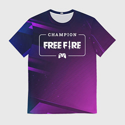 Футболка мужская Free Fire Gaming Champion: рамка с лого и джойстик, цвет: 3D-принт