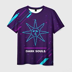 Футболка мужская Символ Dark Souls Sun в неоновых цветах на темном, цвет: 3D-принт