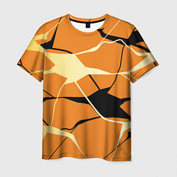 Футболка мужская Абстрактные полосы на оранжевом фоне, цвет: 3D-принт