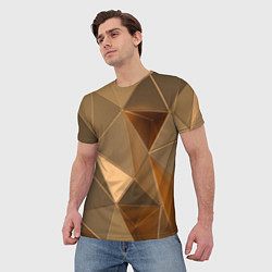 Футболка мужская Золотые 3D треугольники, цвет: 3D-принт — фото 2