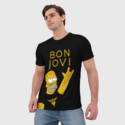 Футболка мужская Bon Jovi Гомер Симпсон Рокер, цвет: 3D-принт — фото 2