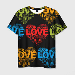 Футболка мужская Love, Amor, Любовь - Неон версия, цвет: 3D-принт