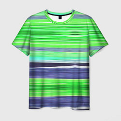Футболка мужская Сине-зеленые абстрактные полосы, цвет: 3D-принт