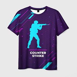 Футболка мужская Символ Counter Strike в неоновых цветах на темном, цвет: 3D-принт