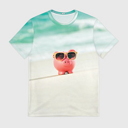 Футболка мужская Свинка на отдыхе, цвет: 3D-принт