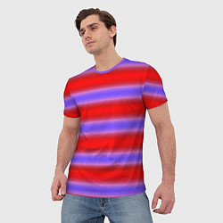 Футболка мужская Striped pattern мягкие размытые полосы красные фио, цвет: 3D-принт — фото 2