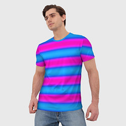 Футболка мужская Striped pattern яркий неоновый полосатый узор, цвет: 3D-принт — фото 2