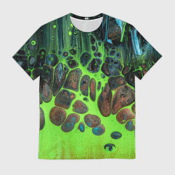 Футболка мужская Неоновый песок и камни - Зелёный, цвет: 3D-принт