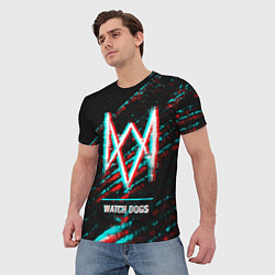 Футболка мужская Watch Dogs в стиле Glitch Баги Графики на темном ф, цвет: 3D-принт — фото 2