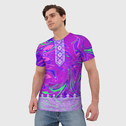 Футболка мужская Славянская рубаха с разводами, цвет: 3D-принт — фото 2